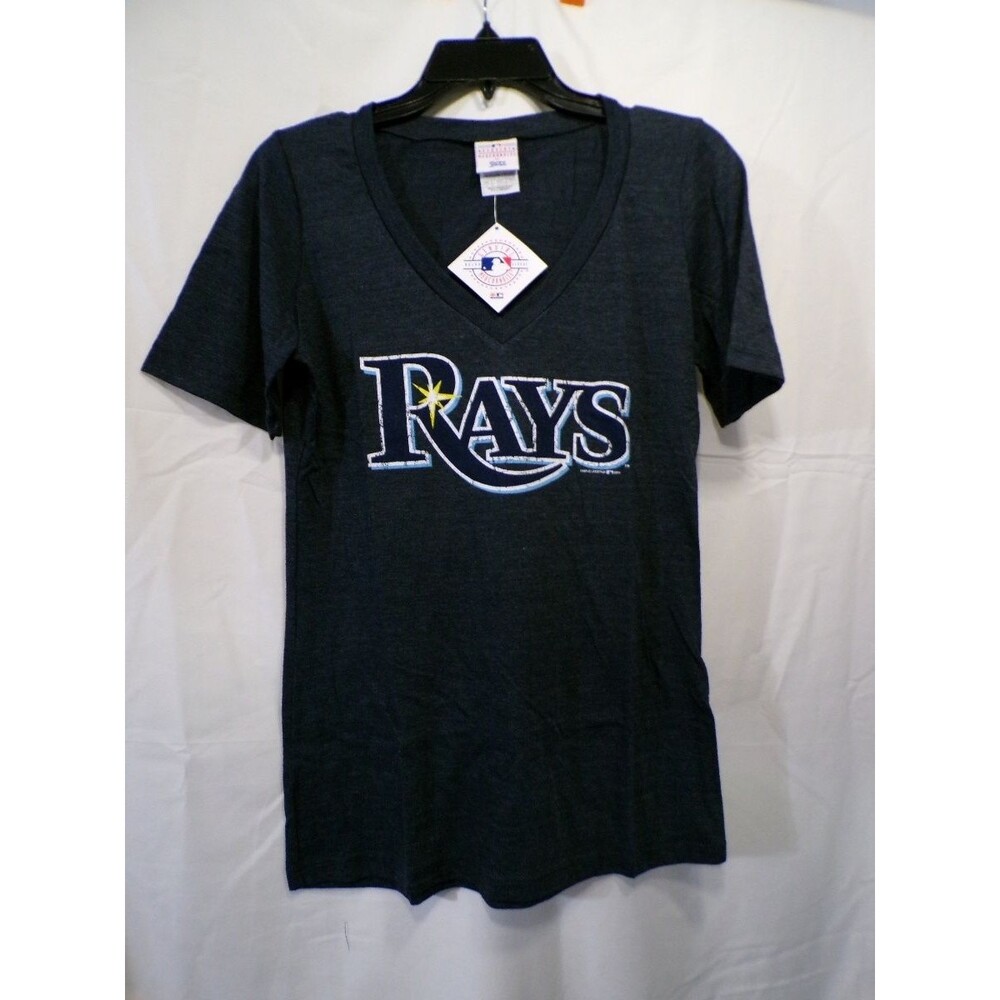 Tampa Bay Rays Women's Navy V-Neck T-Shirt Large